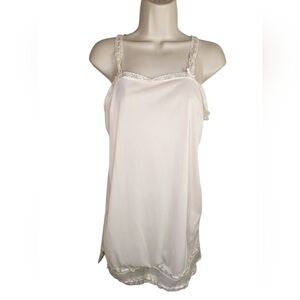 Vintage Van Raalte Nylon Slip | 1950s 1960s White Lace Lingerie | Small